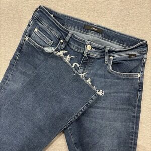 Mavi Anika Cropped Flare Jeans Women's 31x27 Blue Medium Wash Denim Frayed Hem